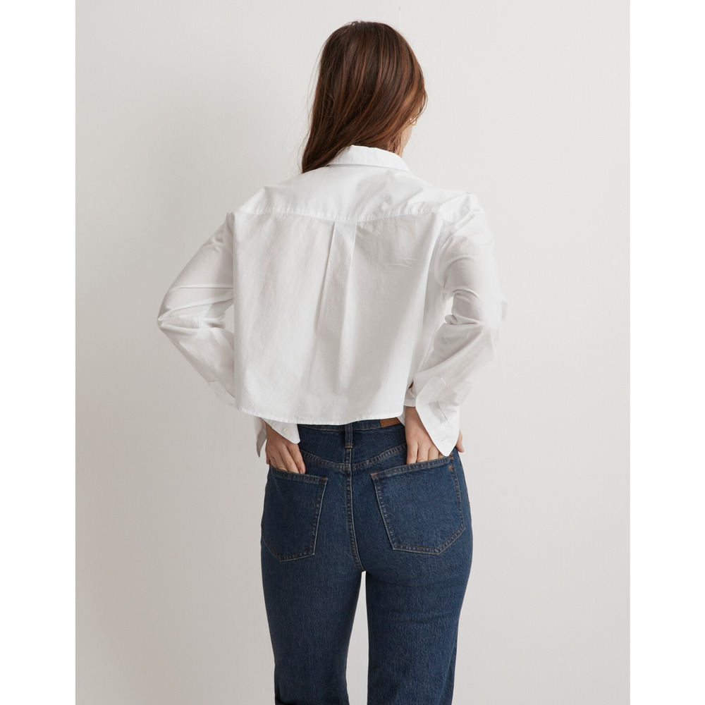 Madewell Womens Ex-Boyfriend Shirt Poplin Supercrop White NJ613 Size XL NEW - Picture 2 of 9